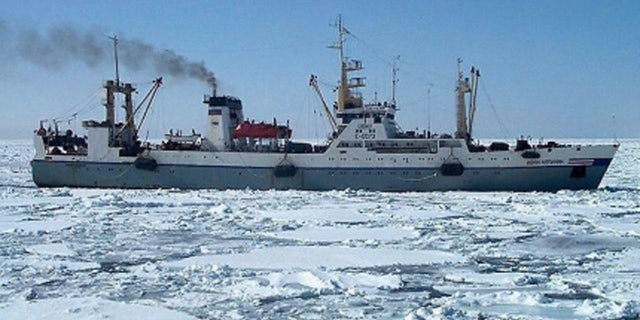 In this undated photo provided by Russian Emergency Situations Ministry, a Russian trawler, the same type as Dalny Vostok, is seen in an undisclosed location. (AP Photo/Russian Emergency Situations Ministry Press Service)