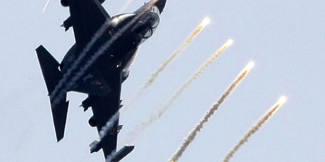 In this file photo taken on Tuesday, Aug. 18, 2009, a Russian Yak-130 training jet is seen at MAKS-2009 (the International Aviation and Space Show) in Zhukovsky, Russia.