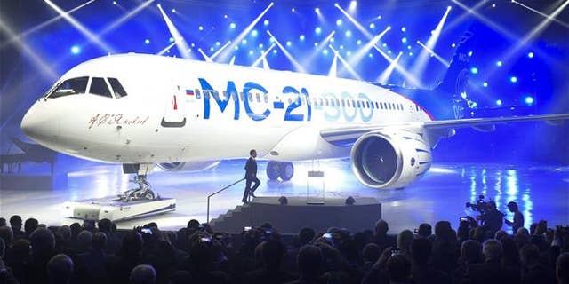 The MC-21-300 is seen in Irkutsk, Russia.