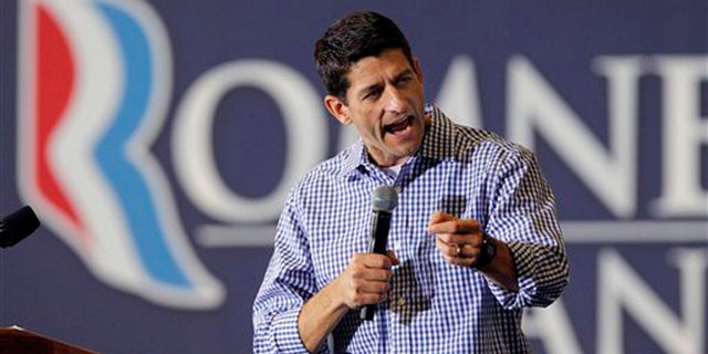 FILE: August 17, 2012: Republican vice presidential candidate Rep. Paul Ryan, R-Wis. speaks during a campaign rally at Deep Run High School in Henrico county, Va.