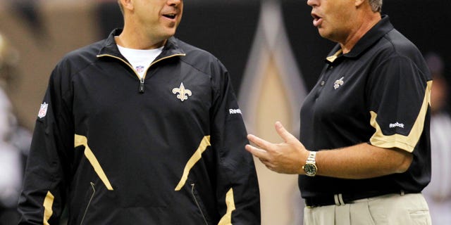 Sept. 26, 2010:New Orleans Saints head coach Sean Payton and defensive coordinator Gregg Williams talk during an NFL football game at the Louisiana Superdome in New Orleans, La. The NFL has suspended New Orleans head coach Sean Payton for the 2012 season, and former Saints defensive coordinator Gregg Williams is banned from the league indefinitely because of the team's bounty program that targeted opposing players.