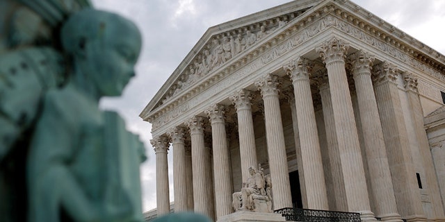 WASHINGTON, DC - MAY 23: The U.S. Supreme Court is shown as the court meets to issue decisions May 23, 2016 in Washington, DC. The court today sided in a 7-1 decision written by Chief Justice John Roberts with a Georgia inmate on death row in his appeal to the court citing efforts by prosecutors to exclude African Americans from a jury panel in the murder case. (Photo by Win McNamee/Getty Images)