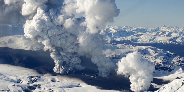 Oct. 27, 2011: Chile's Hudson Volcano released three huge columns of steam and ash that combined in a cloud more than 3 miles high.
