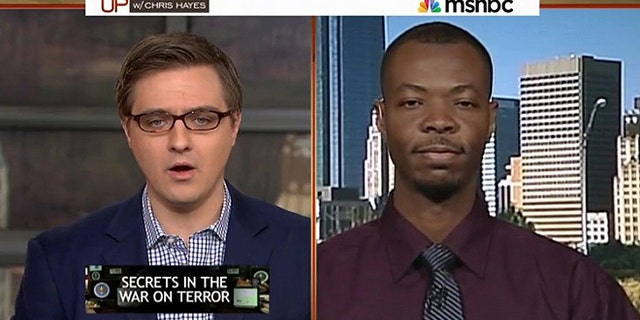 Saadiq Long being interviewed on Chris Hayes’ MSNBC show in which he recounted being place on the "no-fly" list back in 2013.