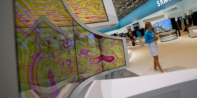 An installation of Samsung Timeless Curved UHD TV screens is pictured at the IFA consumer technology fair in Berlin.