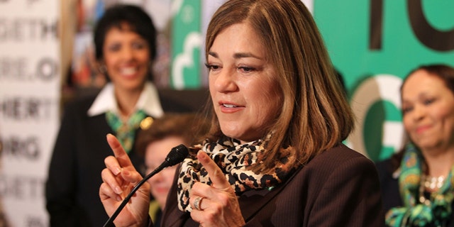 WASHINGTON, DC - FEBRUARY 01: Rep. Loretta Sanchez (D-CA) shares remarks at Girl Scouts At 100: The Launch of ToGetHerThere at Capitol Hill Cannon House Office Bldg, Caucus Room on February 1, 2012 in Washington, DC. (Photo by Paul Morigi/Getty Images for Girl Scouts of America)