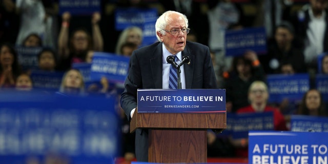 Presidential candidate Sen. Bernie Sanders at a campaign rally in Piscataway, N.J. on May 8, 2016.