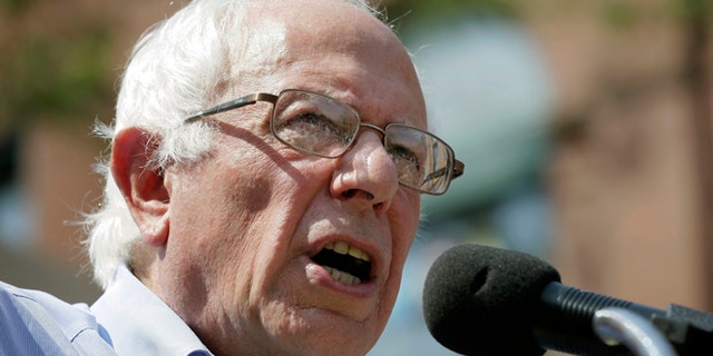 Democratic presidential candidate, Sen. Bernie Sanders, I-Vt., speaks during the opening of his Cedar Rapids field headquarters, Sunday, Aug. 16, 2015, in Marion, Iowa. (AP Photo/Charlie Neibergall)