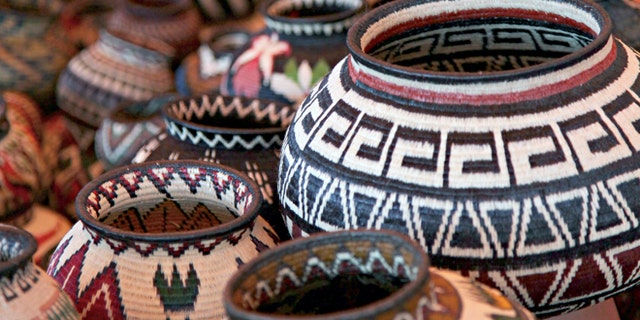 This undated image, provided by the International Folk Art Market, shows handwoven baskets from the Wounaan National Congress in Panama at the International Folk Art Market in Santa Fe, N.M. This year's annual market begins July 10, 2015. (Stephanie Mendez/ International Folk Art Market via AP)