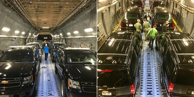 Secret Service shared these two photos of Trump's motorcade on its way to Asia.