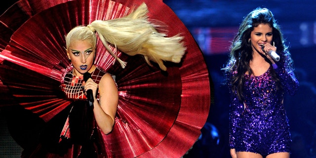 Nov. 6, 2011: Singer Lady Gaga and Selena Gomez perform onstage during the MTV Europe Music Awards 2011 live show at at the Odyssey Arena in Belfast, Northern Ireland.