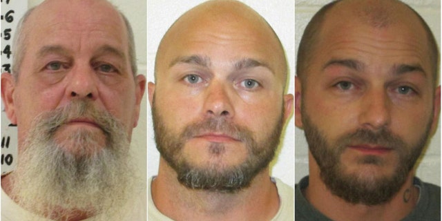 Mug shots for Walter Sellick, (l) Jeremy Sellick (c) and Joshua Sellick (r).