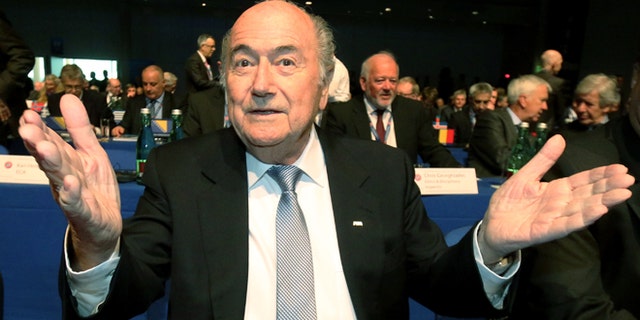 FIFA President Joseph Blatter at the 39th Ordinary UEFA Congress in Vienna, Austria, Tuesday, March 24, 2015.