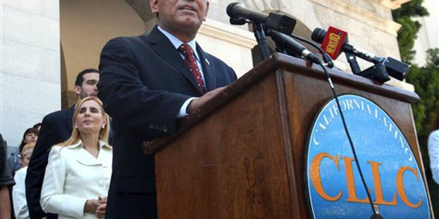 June 23, 2010: State Sen. Gil Cedillo, D-Los Angeles, calls on lawmakers to approve his proposed resolution calling on California to begin an economic boycott of Arizona over its controversial immigration law, at the Capitol in Sacramento, Calif. (AP)
