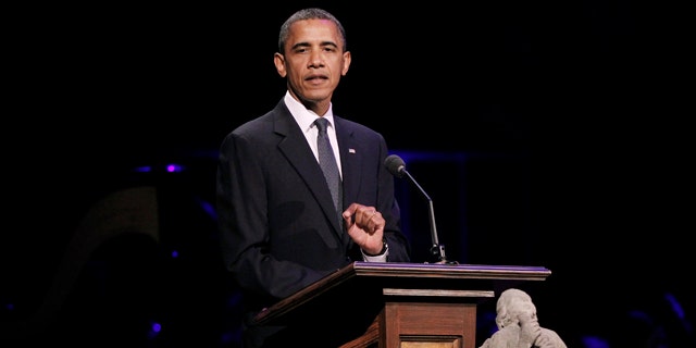 President Barack Obama speaks at 'A Concert for Hope' at the Kennedy Center in Washington.