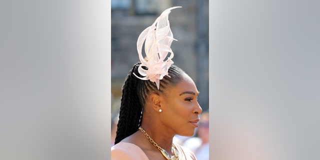 Serena Williams arrives for the wedding ceremony of Prince Harry and Meghan Markle at St. George's Chapel in Windsor Castle in Windsor, near London, England, Saturday, May 19, 2018. (Gareth Fuller/pool photo via AP)