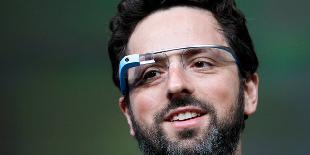Google co-founder Sergey Brin demonstrating Google's new Glass -- wearable internet glasses -- at the Google I/O conference in San Francisco in 2012.