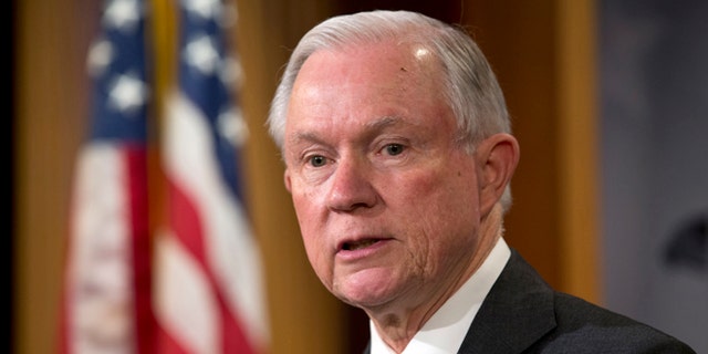 Sen. Jeff Sessions during a news conference on Capitol Hill on June 23, 2016.