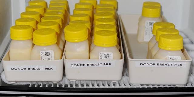 A file photo of donated breast milk ready for premature babies.