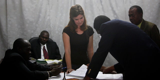 May 13: U.S. missionary Laura Silsby, center, appears in a Port-au-Prince courthouse on the first day of her trial.