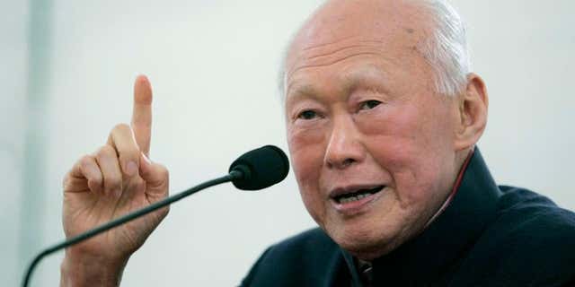 Dec. 20, 2014: Singapore's Lee Kuan Yew speaks to a group of journalists and publishers in Singapore.