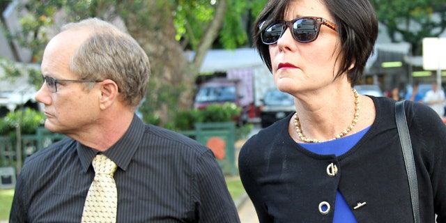 May 13, 2013: Parents of late American Shane Todd, Mary, right, and Rick Todd, left, arrive at the Subordinate Courts.
