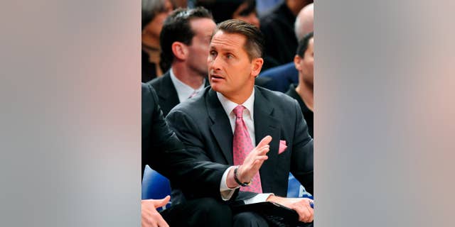 FILE - In this Nov. 13, 2009, file photo, then-New York Knicks' assistant coach Phil Weber is shown on the bench during an NBA basketball game against the Golden State Warriors in New York. A man with more than a decade of NBA coaching experience has been named the new head coach of the Sioux Falls Skyforce of the NBA Development League. Current Miami Heat consultant Phil Weber will succeed Pat Delany, who was named an assistant with the Charlotte Hornets in July. The Skyforce are affiliated with the Heat, who announced the hiring Tuesday, Sept. 23, 2014, and scheduled an Oct. 8 news conference in Sioux Falls to introduce Weber. (AP Photo/Kathy Kmonicek, File)