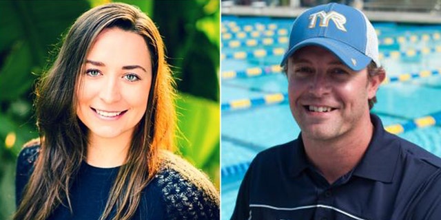 Olympian Ariana Kukors Smith (left) is suing USA Swimming, alleging it covered up sexual abuse by her former coach, Sean Hutchison (right). (Twitter / TYR Sport, Inc.)