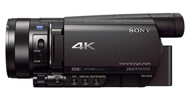 The Sony 4K Handycam FDR-AX100.