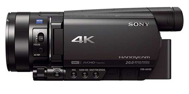 The Sony 4K Handycam FDR-AX100.