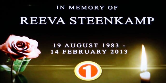 In this frame-grab from state television channel SABC 1 a tribute is devoted to slain model Reeva Steenkamp, girlfriend of Olympic athlete Oscar Pistorius. South Africas national broadcaster went ahead with the screening of the reality TV show "Tropica Island of Treasure" Saturday, Feb 16, 2013, featuring the dead model. Steenkamp encouraged her family to watch in one of her last conversations with them before her shooting death at the home of Pistorius. (AP Photo/Denis Farrell)