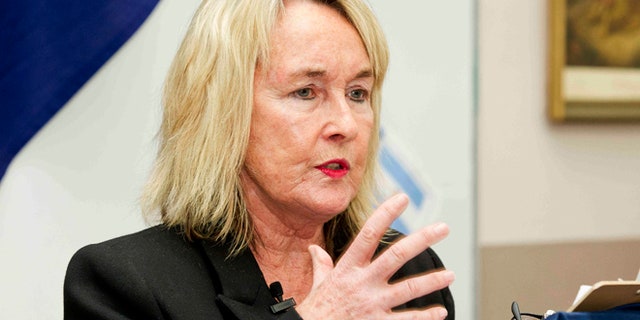 June Steenkamp, the mother of Reeva Steenkamp, delivers a lecture on women abuse to students in 2015.