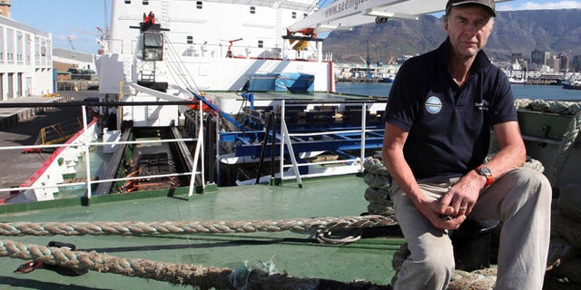 Jan. 3, 2013: British explorer Ranulph Fiennes on board the polar vessel S.A. Agulhas in Cape Town, South Africa.