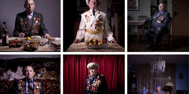 This combination of twelve photos taken on April 10, April 11 , April 12, April 17, April 18, 2013 shows Soviet Jewish World War Two veterans posing for portraits at their homes in Israel. About 500,000 Soviet Jews served in the Red Army during World War Two, and the majority of those still alive today live in Israel. Every year on Victory Day, which falls this Thursday, they parade in uniform throughout Israel to celebrate Nazi Germany's surrender to the Soviet Union.