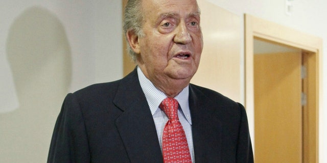 April 18, 2012: Spain's King Juan Carlos prepares to leave a hospital in Madrid.