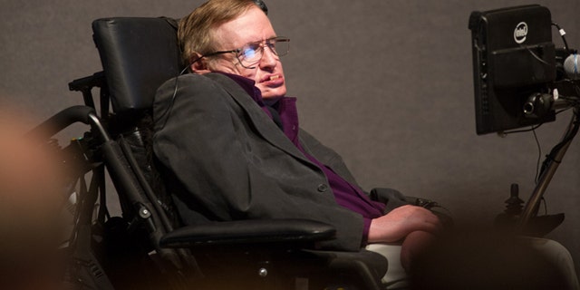 April 9, 2013: British cosmologist Stephen Hawking, who has motor neuron disease, gives a talk titled "A Brief History of Mine," to workers at Cedars-Sinai Medical Center in Los Angeles.