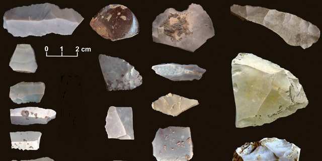 Some of the artifacts recovered from the 15,500-year-old soil beneath another archaeological site in Texas.