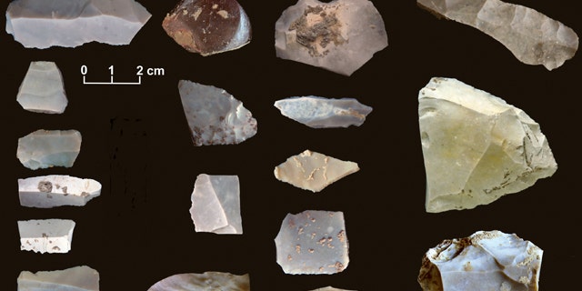 Some of the artifacts recovered from the 15,500-year-old soil beneath another archaeological site in Texas.