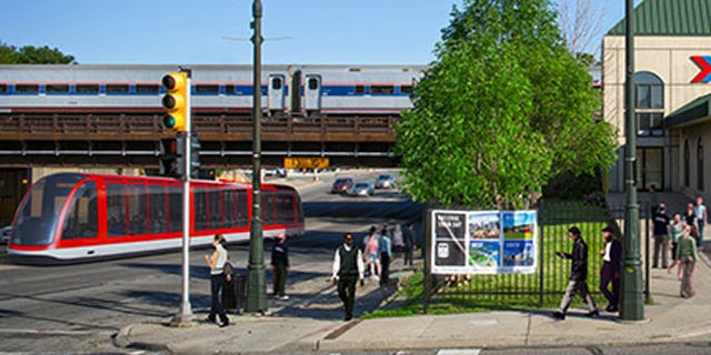 Conceptual rendering of the M-1 RAIL streetcar.
