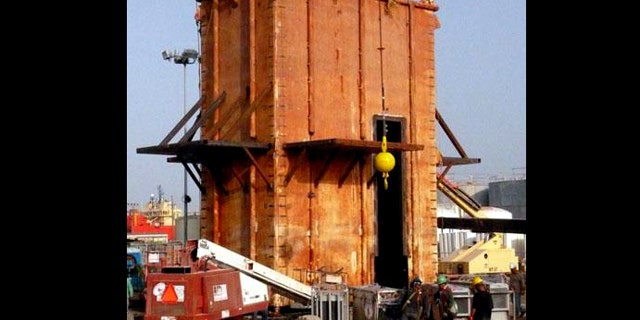 The Subsea Oil Recovery System is a large structure that can be placed over the largest leak source in the oil spill created by the explosion of the Transocean Deepwater Horizon Rig.