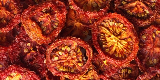 A Beautiful pile of sun dried tomatoes.