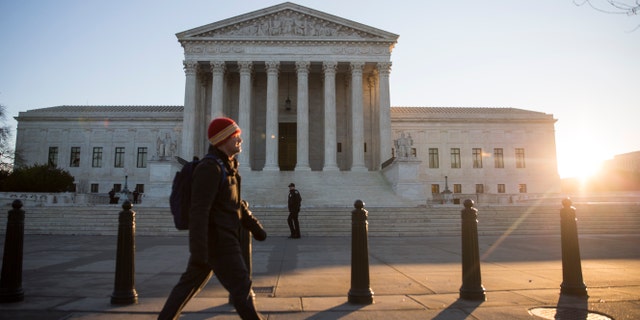 WASHINGTON, DC - JANUARY 16: A view of the Supreme Court, January 16, 2015 in Washington, DC. On Friday, the Supreme Court is meeting in closed conference to decide whether it will take up cases on the issues of same sex-marriage and marriage recognition from several states. (Drew Angerer/Getty Images)