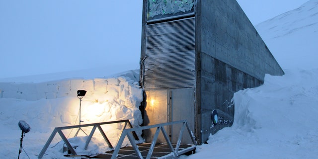 The front entrance of the Global Seed Vault in Norway.