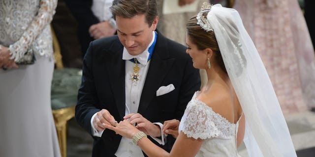June 8, 2013: Princess Madeleine of Sweden and Christopher O'Neill during their wedding ceremony at the Royal Chapel in Stockholm.