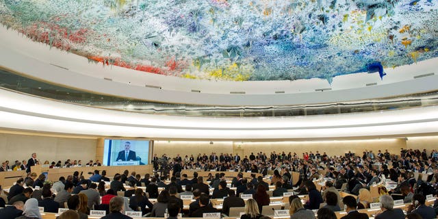 The Human Rights Council, at the European headquarters of the United Nations in Geneva, Switzerland.