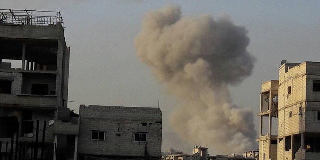 Syrian opposition groups claim this explosion from a gas attack comes from Assad and Russian attacks in Ghouta. (Syrian American Council)