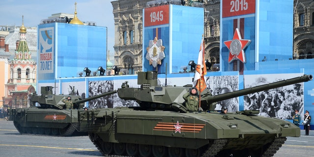 File photo - Russian T-14 tank with the Armata Universal Combat Platform drives during the Victory Day parade at Red Square in Moscow, Russia, May 9, 2015.
