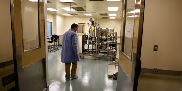 ROCKVILLE, MD - MAY 4: A guide leads visitors through the purification area of the Aeras Global TB Vaccine Foundations' new manufacturing plant May 4, 2009 in Rockville, Maryland. The multi-million dollar manufacturing facility will be capable of producing 200 million doses of a new TB vaccine. Aeras is a non-profit partnership that collaborates with various institutions to develop new TB vaccine candidates and delivery systems. Aeras is funded by the Bill and Melinda Gates Foundation, the Netherlands Ministry of Foreign Affairs, the Danish International Development Agency, and the Research Council of Norway, among others. (Photo by Chip Somodevilla/Getty Images)