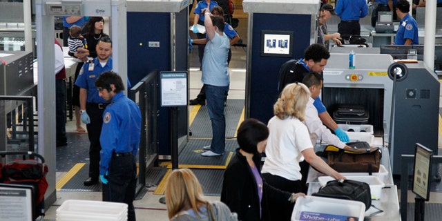 This May 2, 2011 photo shows a TSA security checkpoint at Los Angeles International Airport, in Los Angeles CA.