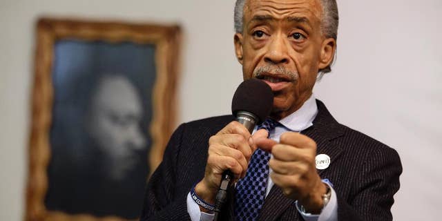 The Rev. Al Sharpton speaks during a rally at the National Action Network, in New York, May 2, 2015. (Associated Press)